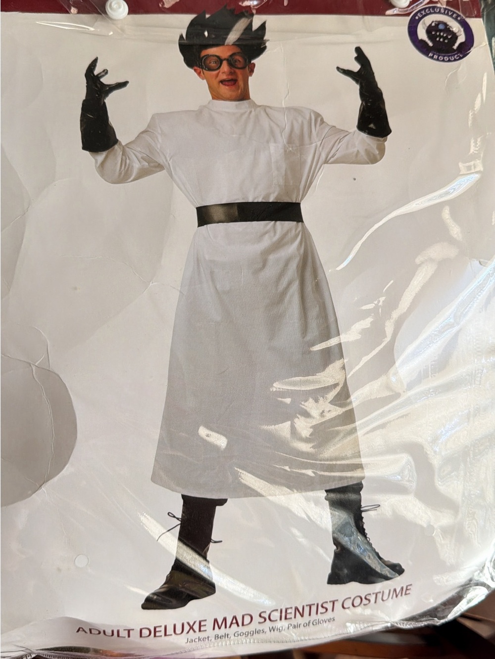 Adult Mad Scientist Costume - White Lab Robe with Black Belt